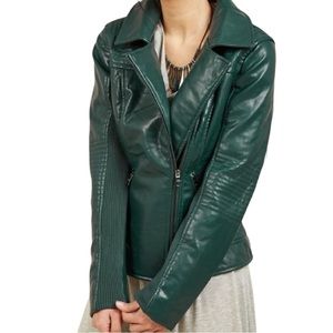 Steve Madden Hunter Green Moto Leather Jacket